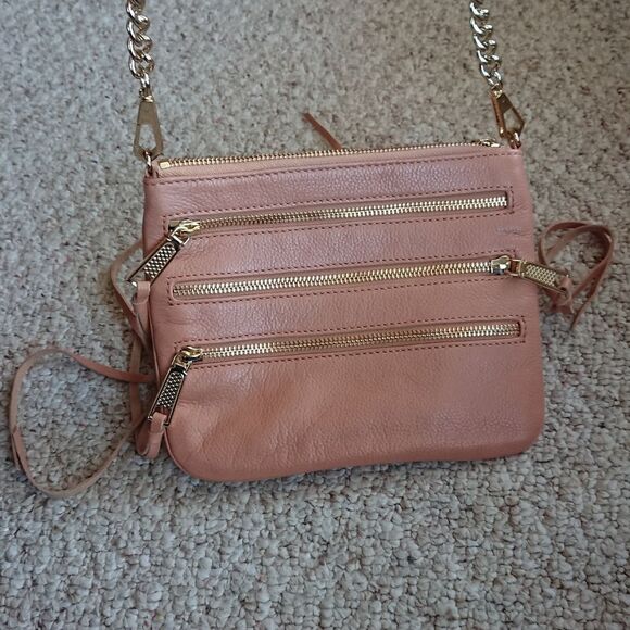 REBECCA MINKOFF Leather Mini  Triple Zipper Crossbody Small Shoulder Bag - Picture 9 of 12